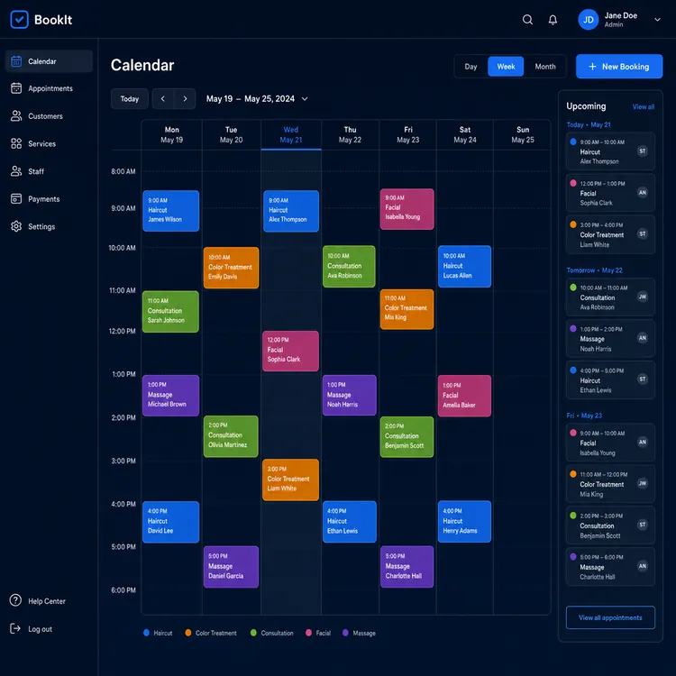 A custom appointment scheduling web app