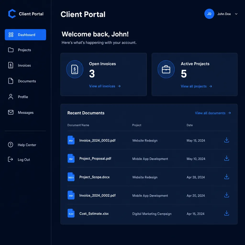 A custom client portal web app
